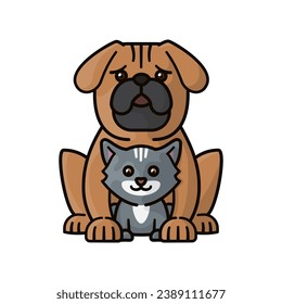 Large dog and small cat isolated vector illustration for World Spay Day on February 25