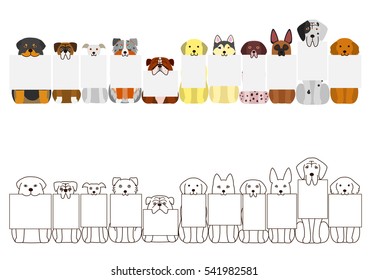large dogs border set, with small blank card in each mouth