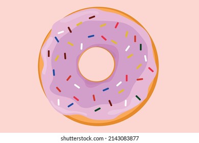large donut with pink filling and multi-colored sprinkles