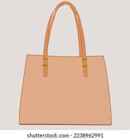 Large Double Handle Tote Bag brown clutch lady female fashion vector