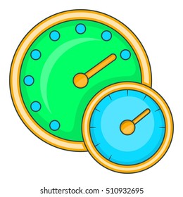 Large double speedometer icon. Cartoon illustration of speedometer vector icon for web design