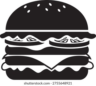 Large doubledecker hamburger with cheese and lettuce isolated on white background