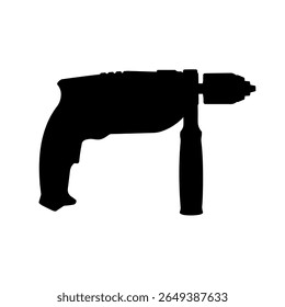 Un Grande símbolo de taladro en el centro. Símbolo negro aislado. Ilustración vectorial sobre fondo blanco