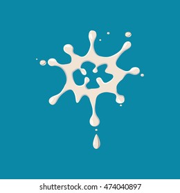 Large drops of milk icon isolated on blue background. Liquid symbol