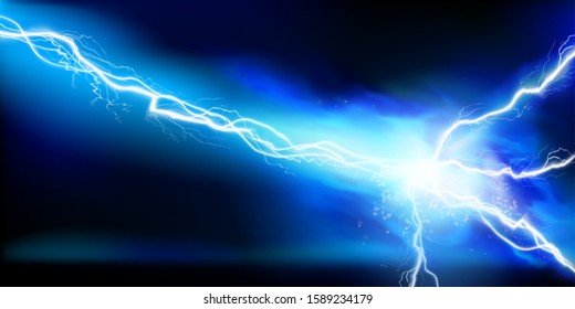 Large electrical discharge. Electrical energy. Heat lighting. Light effects. Vector illustration.