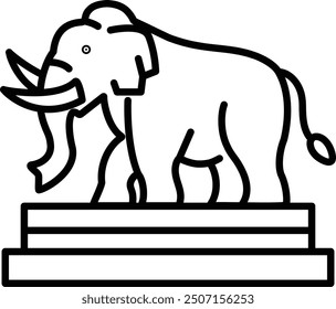 A large elephant is standing on a pedestal. The elephant is the main focus of the image, and it is a symbol of strength and power