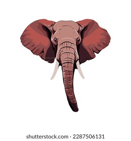 Large elephant with tusk icon isolated