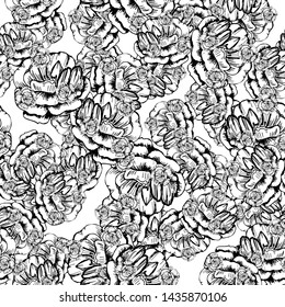 Large ellegant seamless pattern with roses. Botanical texture big flowers