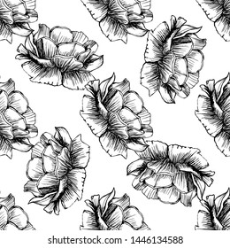 Large ellegant seamless pattern with roses. Botanical texture big flowers
