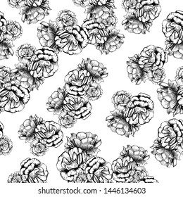 Large ellegant seamless pattern with roses. Botanical texture big flowers