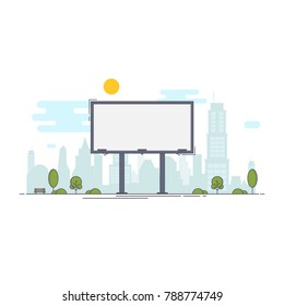 A large empty city billboard for your advertising and then the city. - Shutterstock ID 788774749
