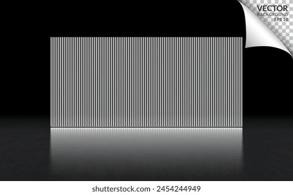 Large empty dark room concrete floor with neon bar backdrop. Vector illustration