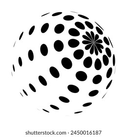 Large Empty Digital Globe Design Vector with Black Spotted, Patterned Surface - Vector Illustration, Template, Isolated on White Background