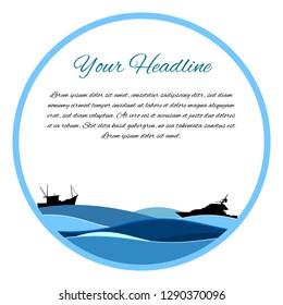 Large and empty sign with different waves and ships