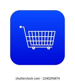 Large empty supermarket cart icon digital blue for any design isolated on white vector illustration