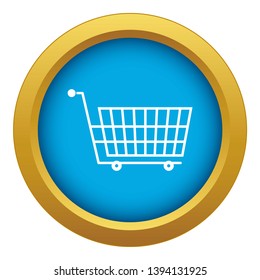 Large empty supermarket cart icon blue vector isolated on white background for any design
