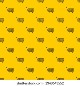Large empty supermarket cart pattern seamless vector repeat geometric yellow for any design