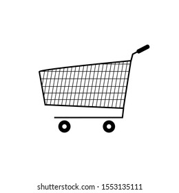 Large empty trolley or trolley for products and goods. Vector illustration