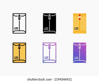 Large Envelope Document icon set with line, outline, flat, filled, glyph, color, gradient. Editable stroke and pixel perfect. Can be used for digital product, presentation, print design and more.