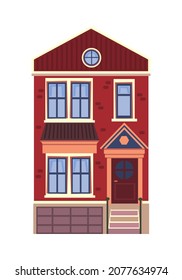 Large european brick red apartment house