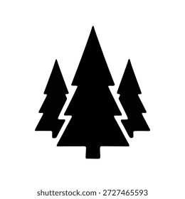 Large evergreen pine tree silhouette representing forest, winter, and nature landscapes.