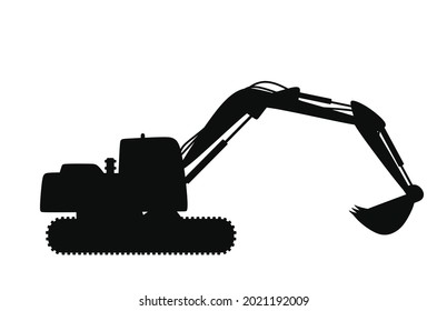 Large excavator silhouette. vector illustration.