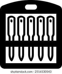 Large Eye Needles Set in Different Sizes concept, knitting sews in a Box vector icon design, Bespoke tailoring symbol, Made-to-measure clothing sign,Sew and Tailor materials stock illustration