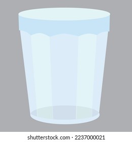 large faceted transparent glass, isolated object on a gray background, vector illustration, eps