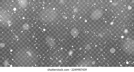 Large falling winter snow flakes. Vector