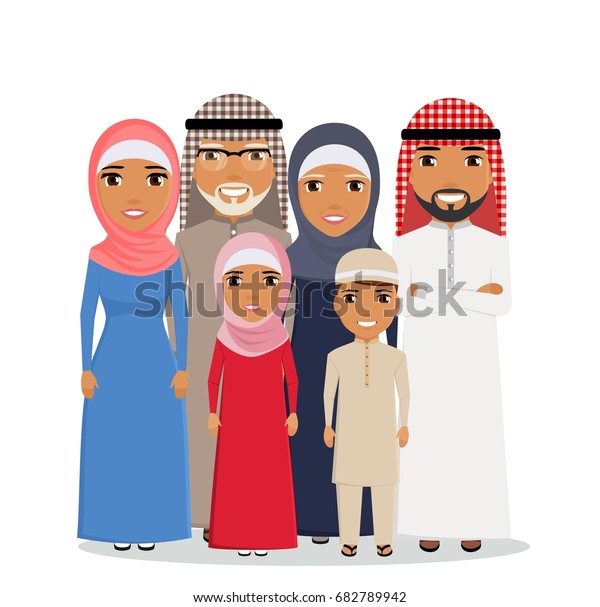 Large Family Arab Origin All Family Stock Vector (Royalty Free ...