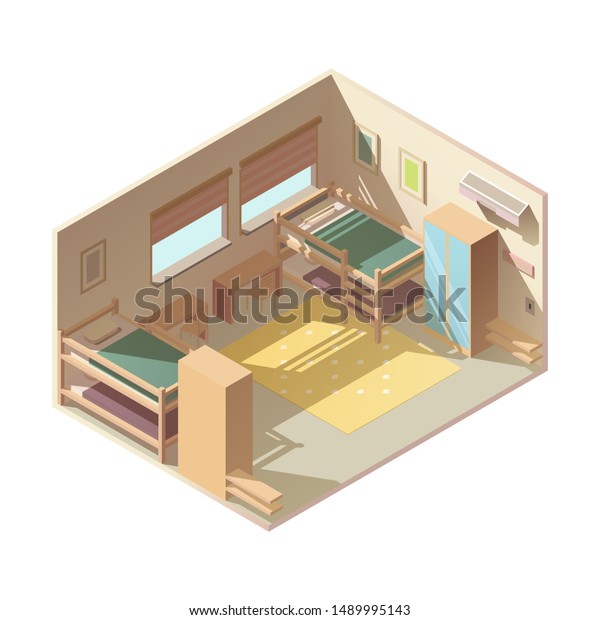 Large Family Childrens Bedroom Hostel Hotel Stock Vector Royalty