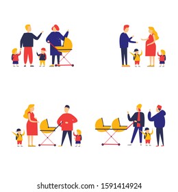 Large family. Flat style vector illustration.