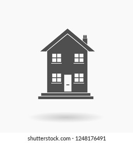 Large Family House Icon Vector Illustration Silhouette.
