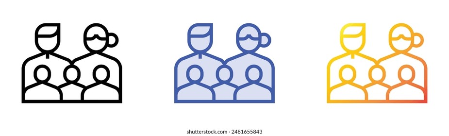 large family icon. Linear, Blue Fill and Gradient Style Design Isolated On White Background