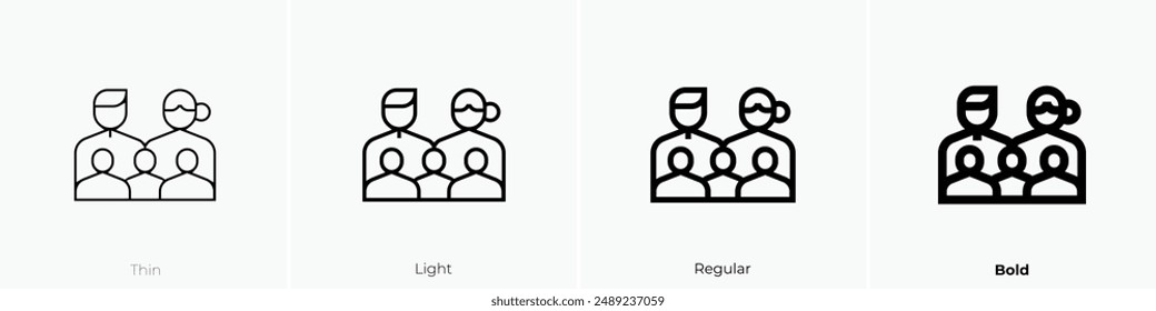 large family icon. Thin, Light Regular And Bold style design isolated on white background