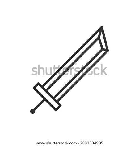 Large fantasy sword, linear icon. Line with editable stroke