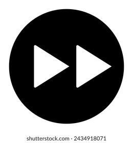 A large fast forward symbol in the center. Isolated black symbol