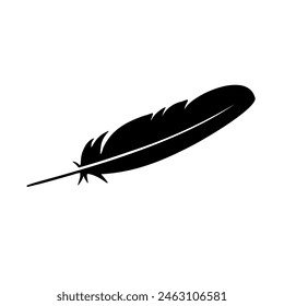 A large feather symbol in the center. Isolated black symbol