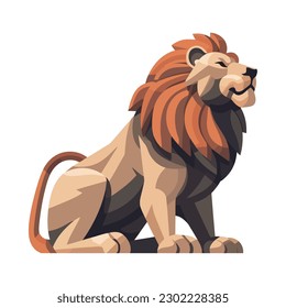 Large feline with a cute mane sitting icon isolated