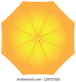 Large female yellow umbrella from the elements. Vector illustration.