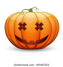 A large festive pumpkin. Vector illustration in cartoon style