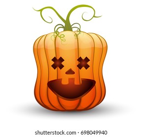 A large festive pumpkin. Vector illustration in cartoon style