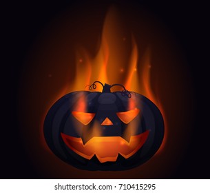 A large festive pumpkin. Vector illustration in cartoon style