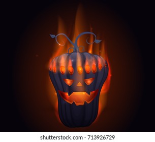 A large festive pumpkin. Vector illustration in cartoon style