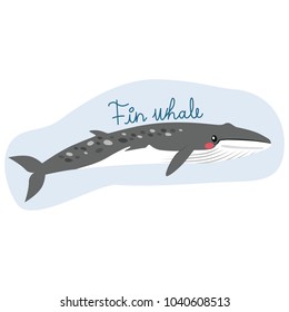 Large fin whale illustration underwater with text