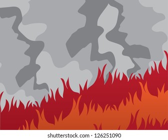 Large fire with billowing dark smoke