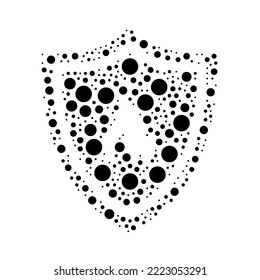A large fire protection symbol in the center made in pointillism style. The center symbol is filled with black circles of various sizes. Vector illustration on white background