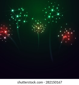 Large Fireworks Display - vector illustration. 