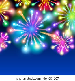 Large Fireworks Display - vector illustration background. art