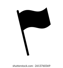 A large flag symbol in the center. Isolated black symbol. Vector illustration on white background